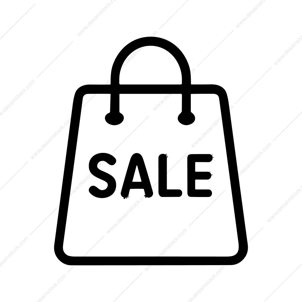 Simple Outline Sale Bag Icon, Minimalist Shopping Design