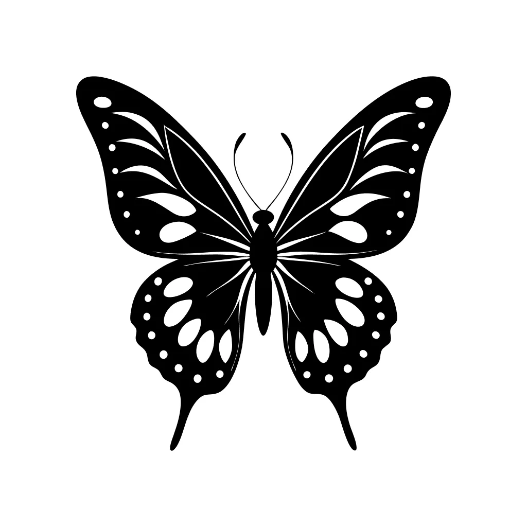 Elegant Silhouette Detailed Butterfly Insect Nature Wildlife Illustration