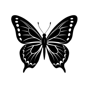 Silhouette Detailed Butterfly Insect Wing Nature Art Decoration Element