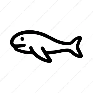 Simple Outline Black Fish Sea Animal Icon