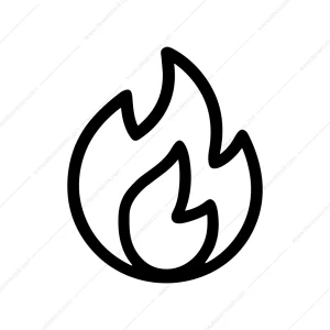 Simple Outline Fire Flame Burning Sign Icon