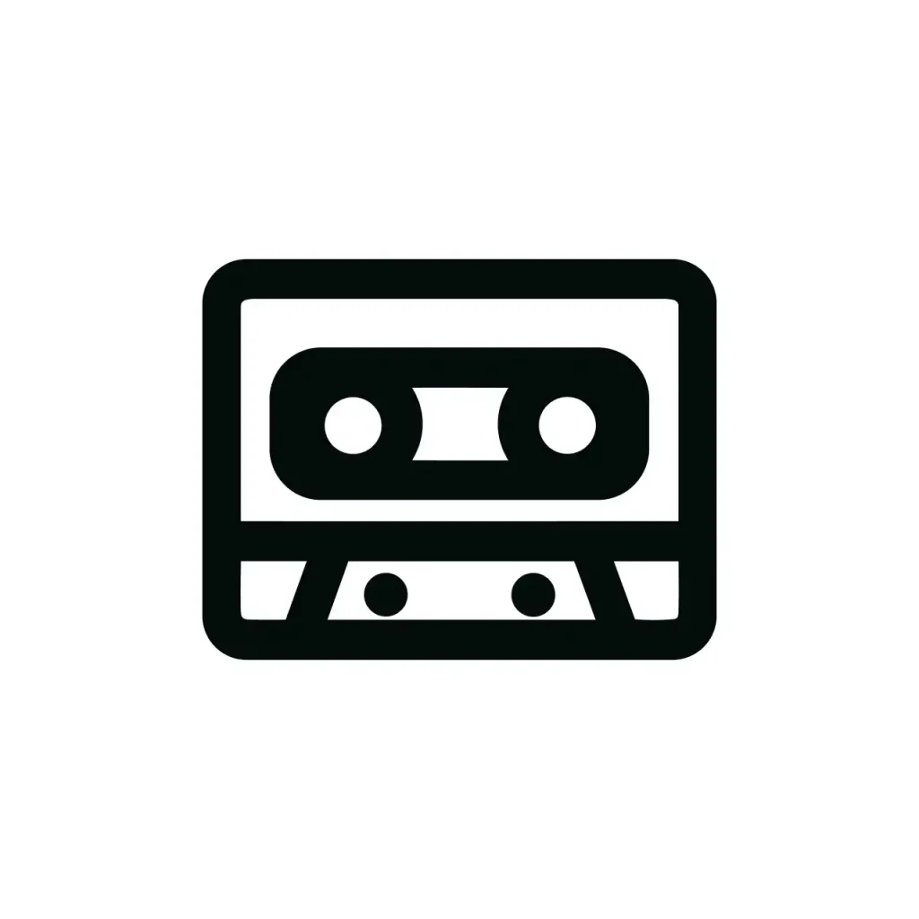 Simple Outline Cassette Tape Music Record Retro Audio Icon