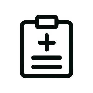 Line Drawing Clipboard with Plus Sign and Lines Icon Graphic Element