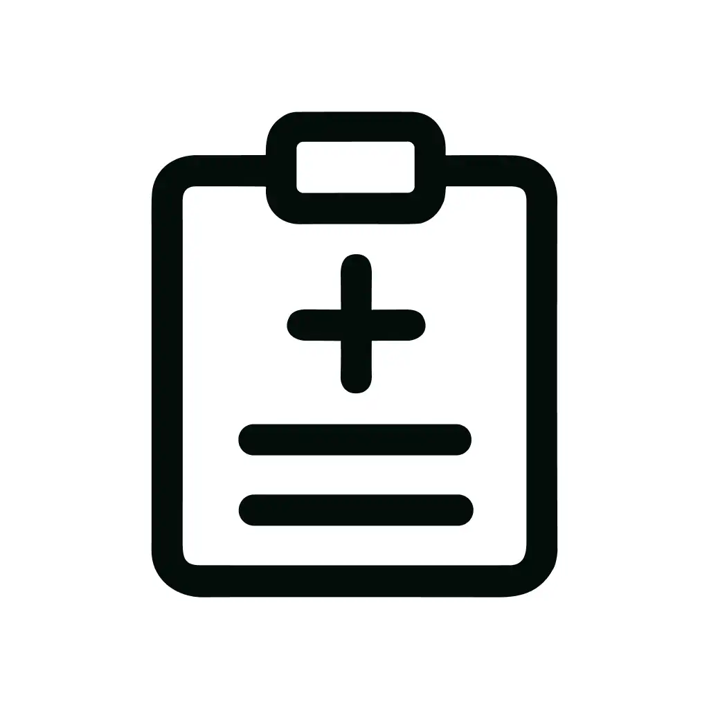 Line Drawing Clipboard with Plus Sign and Lines Icon Graphic Element