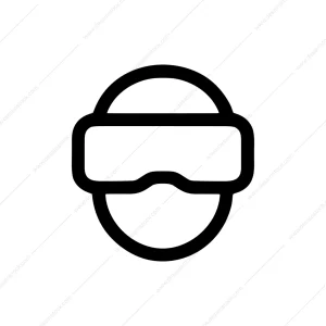 Minimalist Line Virtual Reality Headset Person Avatar Icon