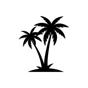 Simple Silhouette Palm Tree Tropical Island Illustration