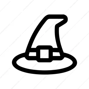 Simple Line Art Witch Hat Icon Illustration