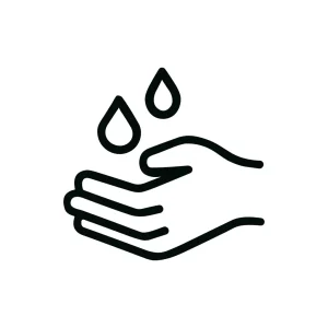 Minimalist Outline Hand Washing with Water Drops Healthcare Line Art Icon