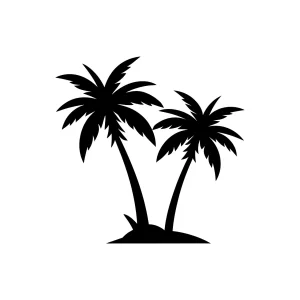 Simple Silhouette Palm Tree Island Graphic Element