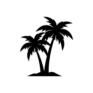 Silhouette Tropical Palm Tree Graphic Simple Illustration