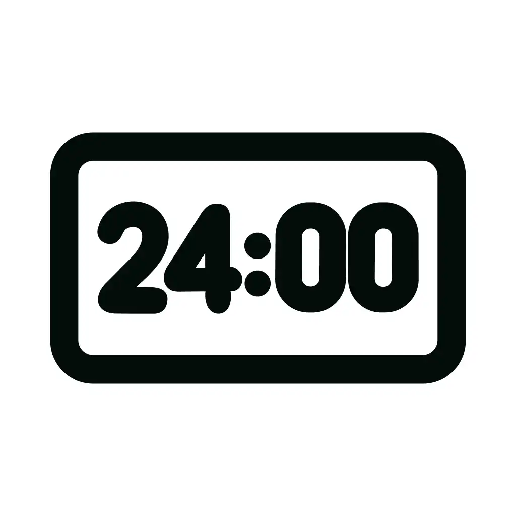 Outline Rounded 24 Hour Clock Time Schedule Icon