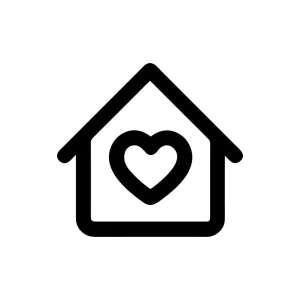 Outline Simple House with Heart Icon Shape Illustration Element