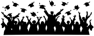 Silhouette Cheerful Graduate Celebrating Graduation Ceremony Education Illustration