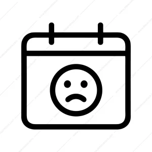 Line Art Sad Face Calendar Schedule Date Icon