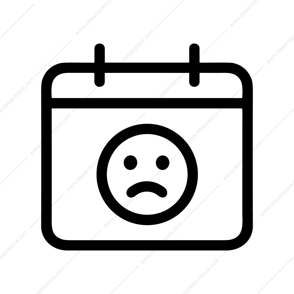 Line Art Sad Face Calendar Schedule Date Icon