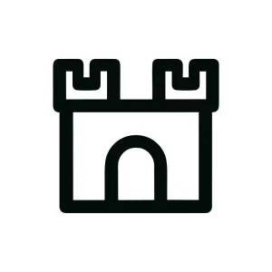 Simple Bold Outline Castle Fortress Structure Icon