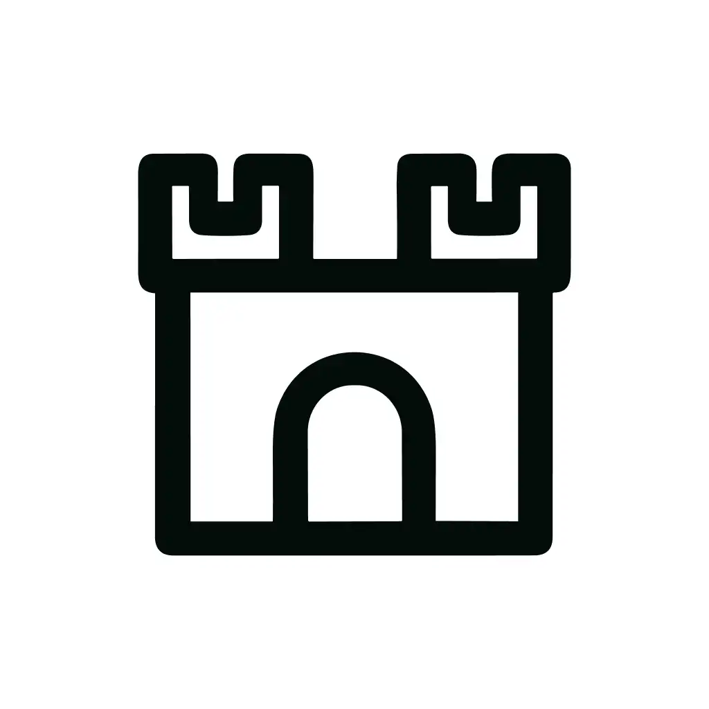 Simple Bold Outline Castle Fortress Structure Icon