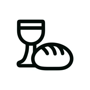 Simple Outline Eucharist Bread and Wine Christian Religious Ceremony Icon
