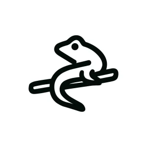 Outline Simple Frog on Branch Amphibian Nature Fauna Icon Graphic