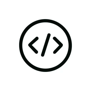 Simple Outline Code Symbol in Circle Shape for Development Project