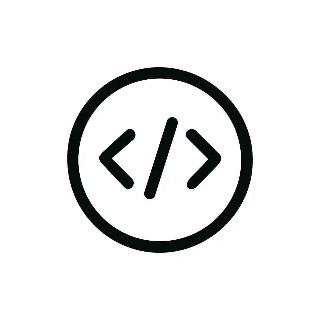 Simple Outline Code Symbol in Circle Shape for Development Project