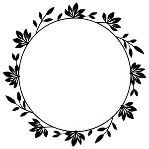 Elegant Silhouette Floral Leaf Circular Frame Border