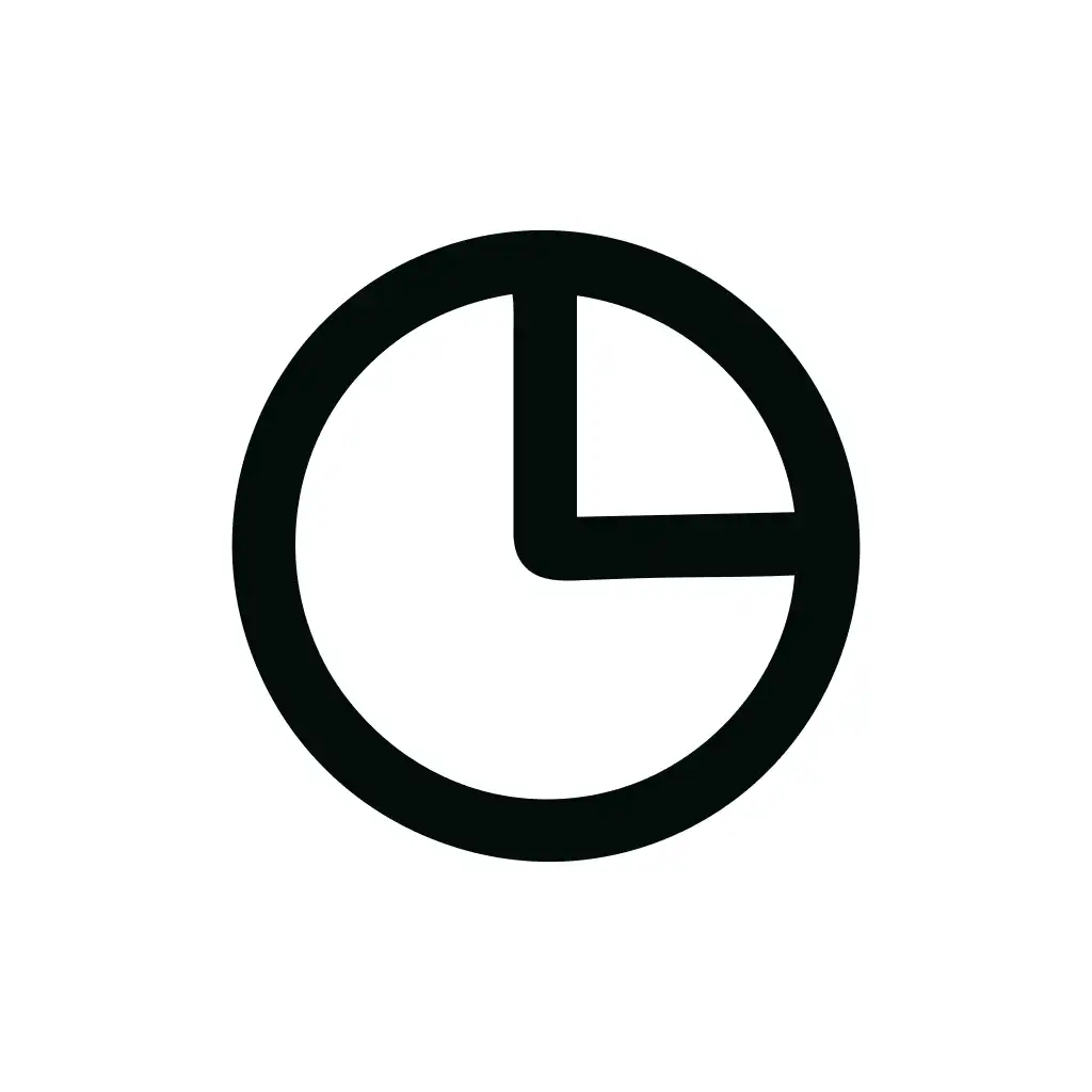Simple Bold Outline Pie Chart Segment Data Diagram