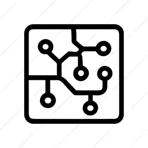 Simple Outline Square Circuit Board Connection Icon