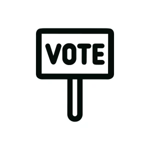 Simple Line Art Vote Sign with Stick Political Icon