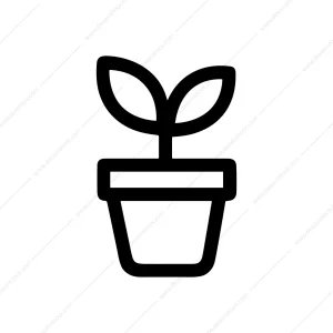 Minimalist Outline Small Plant In Pot Simple Icon