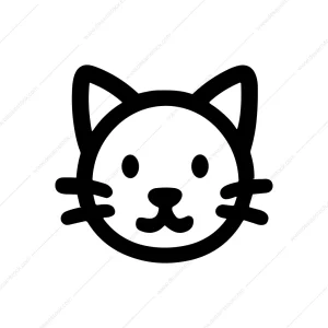 Simple Line Drawing Feline Head Domestic Animal Icon
