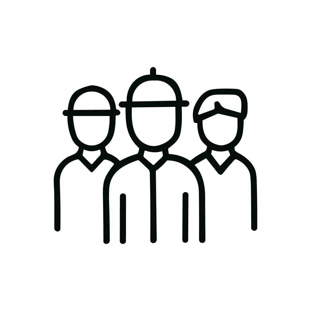 Line Drawing Group of People Outline Teamwork Man and Woman Icon