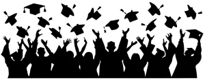 Silhouette Crowd Graduation Ceremony Throwing Mortarboard Hat Celebration