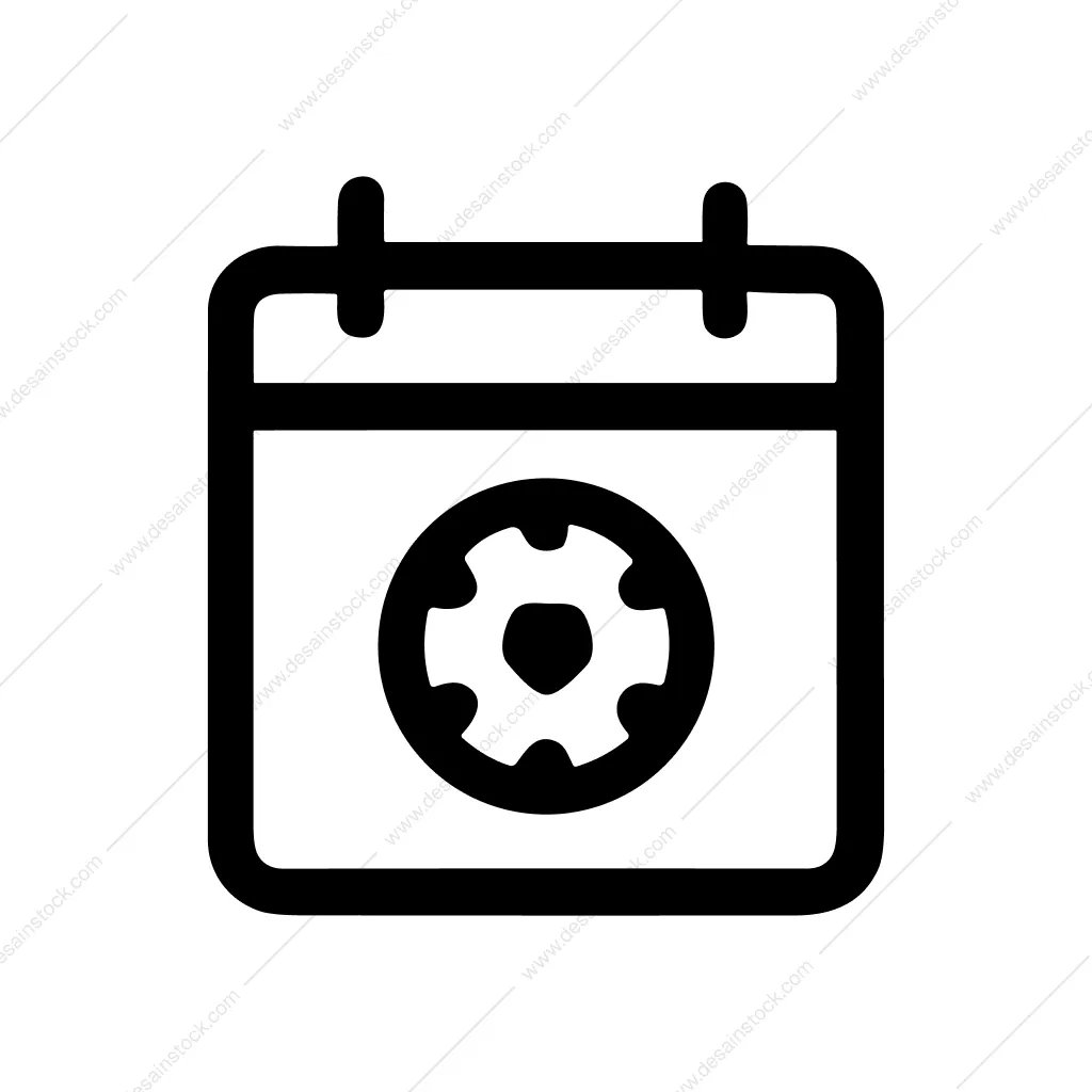 Simple Line Style Calendar Gear Wheel Schedule Icon