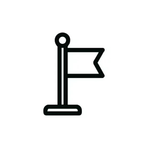 Minimalist Outline Style Flag Pole Icon Sign Shape Illustration