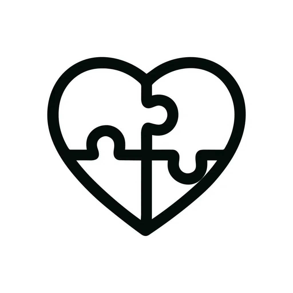 Simple Outline Heart Puzzle Connection Togetherness Minimalist Shape Icon