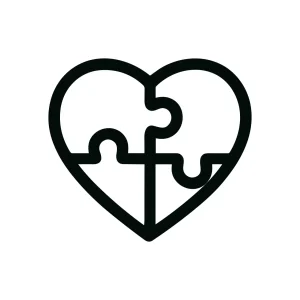 Simple Outline Heart Puzzle Connection Togetherness Minimalist Shape Icon