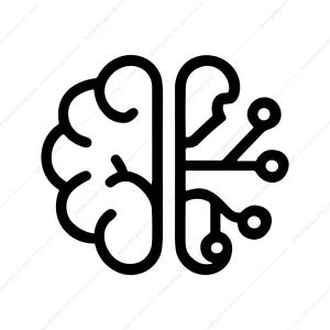 Minimalist Outline Human Brain Circuit Technology Icon
