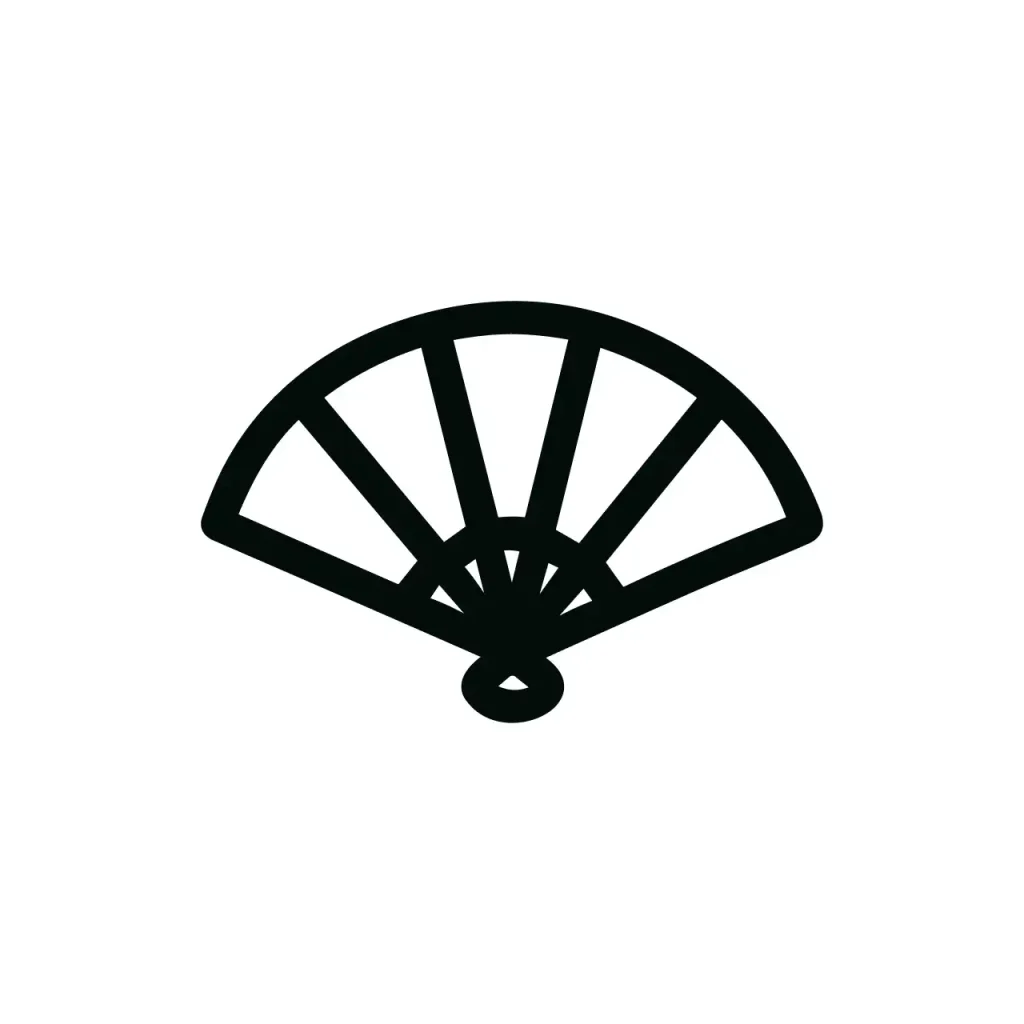 Minimalist Outline Handdrawn Decorative Folding Fan Traditional Asian Symbol Icon