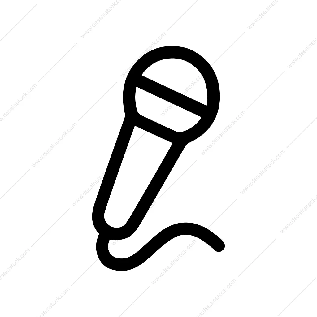Simple Outline Microphone with Cable Audio Tool Icon