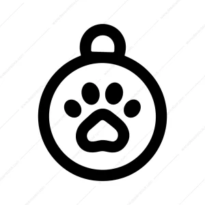 Simple Line Pet Pawprint Round Tag Icon Symbol