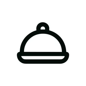 Minimalist Outline Covered Food Tray Restaurant Line Icon
