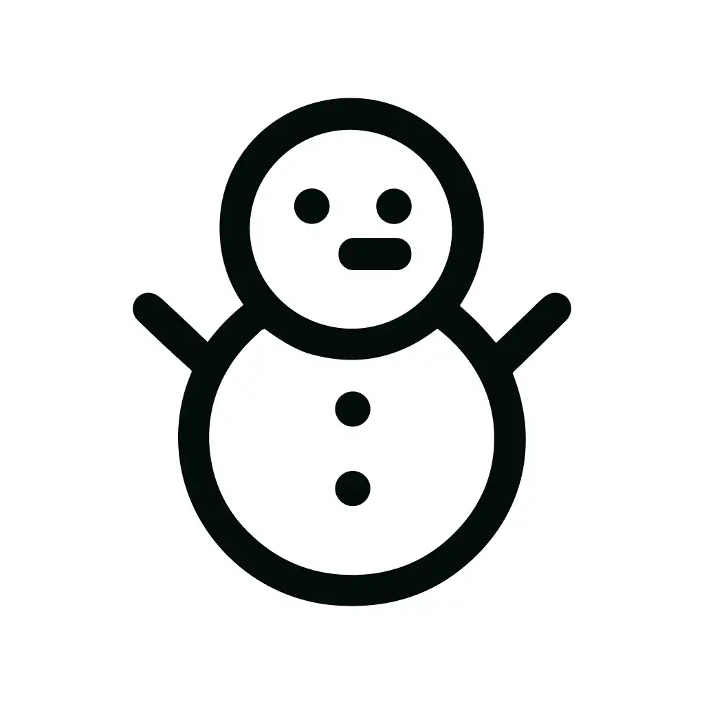 Simple Outline Snowman Icon with Minimalist Design for Winter Holiday