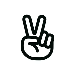 Minimalist Outline Victory Hand Gesture Sign Icon Illustration
