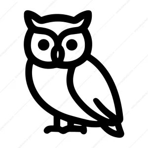 Minimalist Outline Style Owl Bird Icon Design