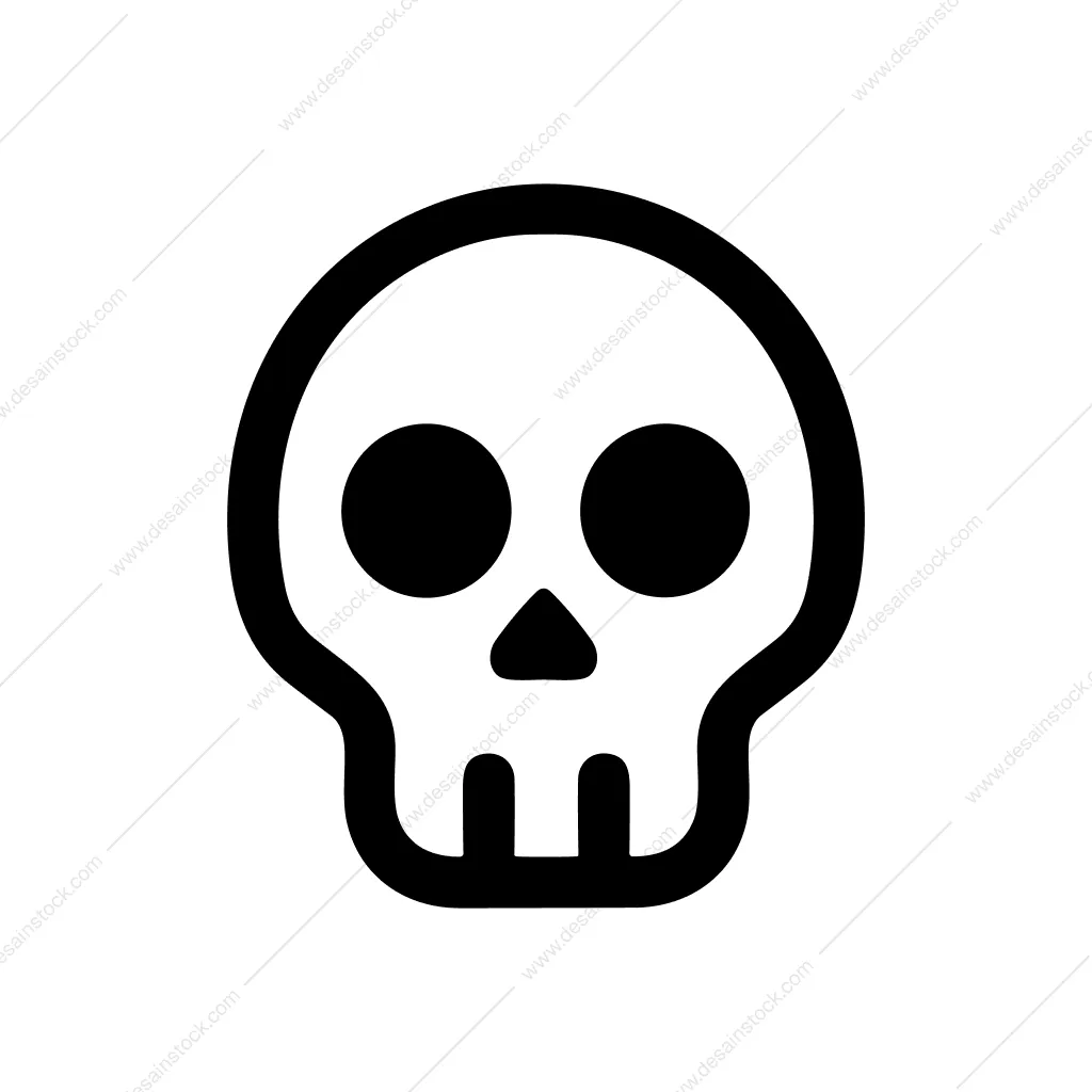 Minimalist Outline Skull Head Anatomy Death Icon