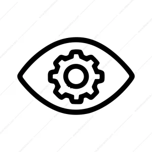 Simple Outline Gear Inside Eye Machine Icon