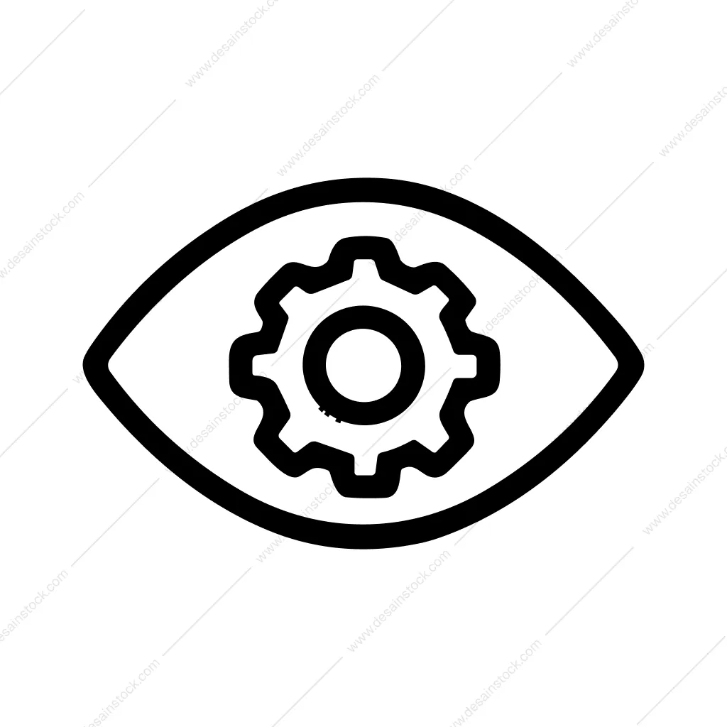 Simple Outline Gear Inside Eye Machine Icon