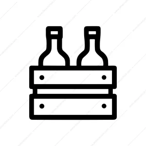 Outline Simple Two Bottle Crate Box Sign Icon