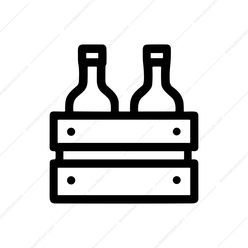 Outline Simple Two Bottle Crate Box Sign Icon